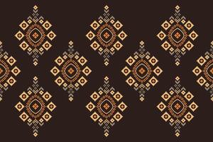 traditionell etnisk motiv ikat geometrisk tyg mönster korsa stitch.ikat broderi etnisk orientalisk pixel brun bakgrund. abstrakt, vektor, illustration. textur, halsduk, dekoration, tapeter. vektor