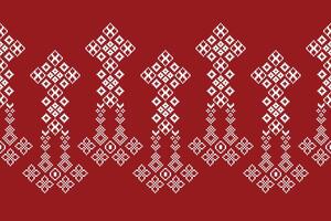 traditionell etnisk motiv ikat geometrisk tyg mönster korsa stitch.ikat broderi etnisk orientalisk pixel röd bakgrund. abstrakt, vektor, illustration. textur, jul, dekoration, tapeter. vektor