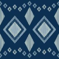 traditionell ethnisch Ikat Motiv Stoff Muster geometrisch Stil.afrikanisch Ikat Stickerei ethnisch orientalisch Muster Blau Hintergrund Hintergrund. abstrakt, Vektor, Illustration. Textur, Rahmen, Dekoration. vektor