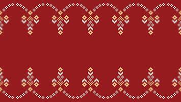 traditionell etnisk motiv ikat geometrisk tyg mönster korsa stitch.ikat broderi etnisk orientalisk pixel röd bakgrund. abstrakt, vektor, illustration. textur, jul, dekoration, tapeter. vektor