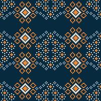 traditionell ethnisch Motive Ikat geometrisch Stoff Muster Kreuz Stich.ikat Stickerei ethnisch orientalisch Pixel Marine Blau Hintergrund. abstrakt, vektor, illustration. Textur, Schal, Dekoration, Tapete. vektor