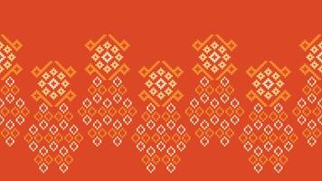 traditionell ethnisch Motive Ikat geometrisch Stoff Muster Kreuz Stich.ikat Stickerei ethnisch orientalisch Pixel Orange Hintergrund.abstrakt, Vektor, Illustration. Textur, Schal, Dekoration, Tapete. vektor