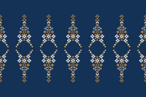 traditionell ethnisch Motive Ikat geometrisch Stoff Muster Kreuz Stich.ikat Stickerei ethnisch orientalisch Pixel Marine Blau Hintergrund. abstrakt, vektor, illustration. Textur, Schal, Dekoration, Tapete. vektor