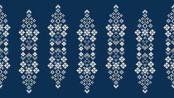 traditionell etnisk motiv ikat geometrisk tyg mönster korsa stitch.ikat broderi etnisk orientalisk pixel Marin blå bakgrund. abstrakt, vektor, illustration. textur, halsduk, dekoration, tapeter. vektor