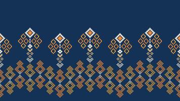 traditionell etnisk motiv ikat geometrisk tyg mönster korsa stitch.ikat broderi etnisk orientalisk pixel Marin blå bakgrund. abstrakt, vektor, illustration. textur, halsduk, dekoration, tapeter. vektor