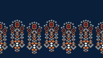 traditionell etnisk motiv ikat geometrisk tyg mönster korsa stitch.ikat broderi etnisk orientalisk pixel Marin blå bakgrund. abstrakt, vektor, illustration. textur, halsduk, dekoration, tapeter. vektor