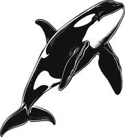 ai generiert Silhouette das Orca oder Mörder Wal schwarz Farbe nur vektor