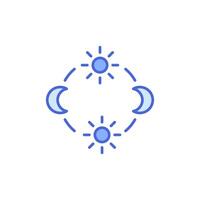 dag och natt cykel ikon, rörelse väg av de Sol och måne ikon. cirkel med Sol och måne pilar. redigerbar vektor tecken.