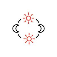 Tag und Nacht Zyklus Symbol, Bewegung Pfad von das Sonne und Mond Symbol. Kreis mit Sonne und Mond Pfeile. editierbar Vektor unterzeichnen.