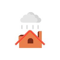 hus i regnig väder, regn moln, vektor bakgrund vit bakgrund - redigerbar stroke vektor illustration