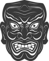 ai genererad silhuett japansk traditionell mask svart Färg endast vektor