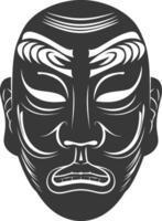 ai genererad silhuett japansk traditionell mask hyottoko mask svart Färg endast vektor