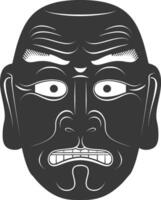 ai genererad silhuett japansk traditionell mask hyottoko mask svart Färg endast vektor