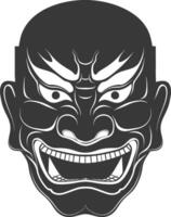 ai genererad silhuett japansk traditionell mask svart Färg endast vektor