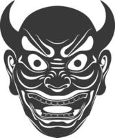 ai generiert Silhouette japanisch traditionell Maske Dämon Maske schwarz Farbe nur vektor