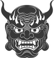 ai genererad silhuett japansk traditionell mask demon mask svart Färg endast vektor