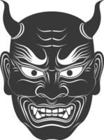 ai genererad silhuett japansk traditionell mask hannya mask svart Färg endast vektor