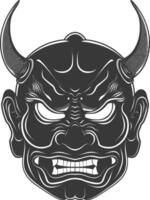 ai genererad silhuett japansk traditionell mask hannya mask svart Färg endast vektor