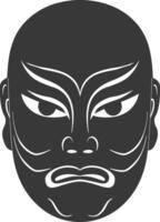 ai genererad silhuett japansk traditionell mask svart Färg endast vektor