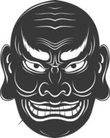 ai genererad silhuett japansk traditionell mask svart Färg endast vektor