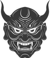 ai genererad silhuett japansk traditionell mask hannya mask svart Färg endast vektor