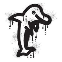 delfin Hoppar med svart spray måla konst vektor