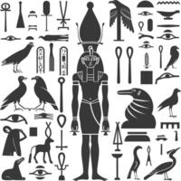 ai genererad silhuett samling av gammal egyptisk hieroglyfer symbol logotyp svart Färg endast vektor