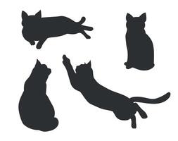 uppsättning av silhuetter av katter i annorlunda poserar. vektor illustration