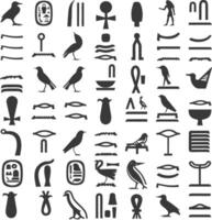 ai genererad silhuett samling av gammal egyptisk hieroglyfer symbol logotyp svart Färg endast vektor