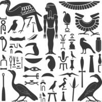 ai genererad silhuett samling av gammal egyptisk hieroglyfer symbol logotyp svart Färg endast vektor