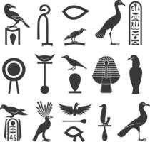 ai generiert Silhouette Sammlung von uralt ägyptisch Hieroglyphen Symbol Logo schwarz Farbe nur vektor