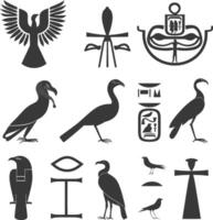 ai genererad silhuett samling av gammal egyptisk hieroglyfer symbol logotyp svart Färg endast vektor