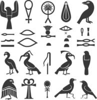 ai generiert Silhouette Sammlung von uralt ägyptisch Hieroglyphen Symbol Logo schwarz Farbe nur vektor