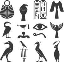 ai generiert Silhouette Sammlung von uralt ägyptisch Hieroglyphen Symbol Logo schwarz Farbe nur vektor