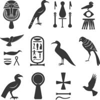 ai generiert Silhouette Sammlung von uralt ägyptisch Hieroglyphen Symbol Logo schwarz Farbe nur vektor