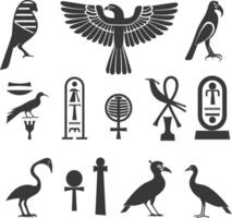 ai genererad silhuett samling av gammal egyptisk hieroglyfer symbol logotyp svart Färg endast vektor