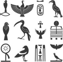 ai generiert Silhouette Sammlung von uralt ägyptisch Hieroglyphen Symbol Logo schwarz Farbe nur vektor