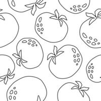 mönster från klotter tomater. mall för papper, textil, gåva omslag, meny. vektor digital illustration isolerat på vit bakgrund.