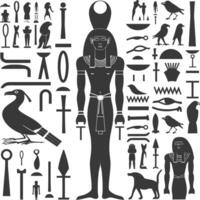 ai generiert Silhouette Sammlung von uralt ägyptisch Hieroglyphen Symbol Logo schwarz Farbe nur vektor