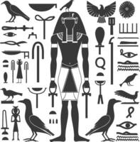 ai generiert Silhouette Sammlung von uralt ägyptisch Hieroglyphen Symbol Logo schwarz Farbe nur vektor