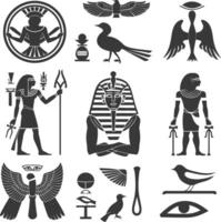 ai genererad silhuett samling av gammal egyptisk hieroglyfer symbol logotyp svart Färg endast vektor