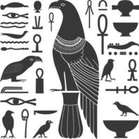 ai generiert Silhouette Sammlung von uralt ägyptisch Hieroglyphen Symbol Logo schwarz Farbe nur vektor