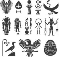 ai generiert Silhouette Sammlung von uralt ägyptisch Hieroglyphen Symbol Logo schwarz Farbe nur vektor