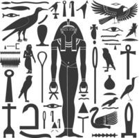 ai generiert Silhouette Sammlung von uralt ägyptisch Hieroglyphen Symbol Logo schwarz Farbe nur vektor