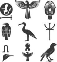 ai genererad silhuett samling av gammal egyptisk hieroglyfer symbol logotyp svart Färg endast vektor