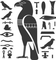 ai genererad silhuett samling av gammal egyptisk hieroglyfer symbol logotyp svart Färg endast vektor