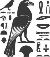 ai generiert Silhouette Sammlung von uralt ägyptisch Hieroglyphen Symbol Logo schwarz Farbe nur vektor