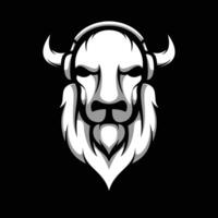 buffel hörlurar svart och vit vektor