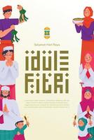 Lycklig familj fira ramadan helig månad muslim illustration platt design vektor