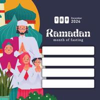 social media posta aning för eid fitr dag med traditionell muslim människor illustration vektor